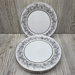 Set Of 4 Sango Florentine Salad Plates‎ 7 5/8" Vintage Japan Platinum Trim
